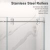 Frameless Single Sliding Shower Door With Bypass Design Clear Tempered Glass - Brushed Nickel - Image 6