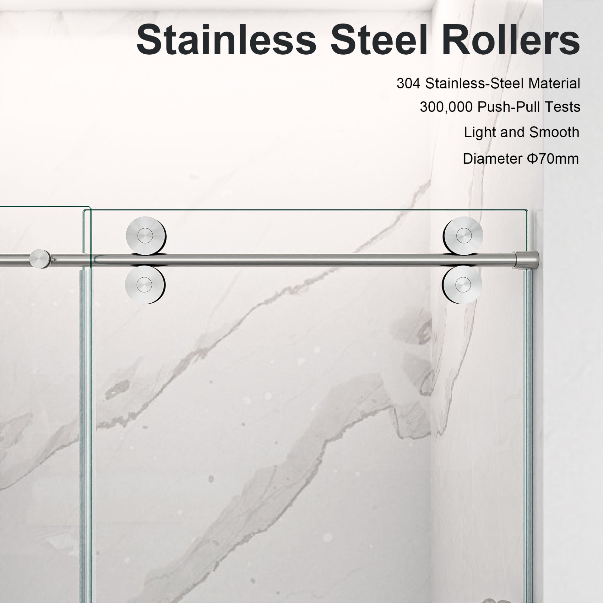 Frameless Single Sliding Shower Door With Bypass Design Clear Tempered Glass - Brushed Nickel - Image 6