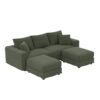 3 Seat Sofa, Deep Seat Couches With Soft Pillows And 2 Ottomans, Convertible Sofa Lounge Chair, For Living Room - Green - Image 21