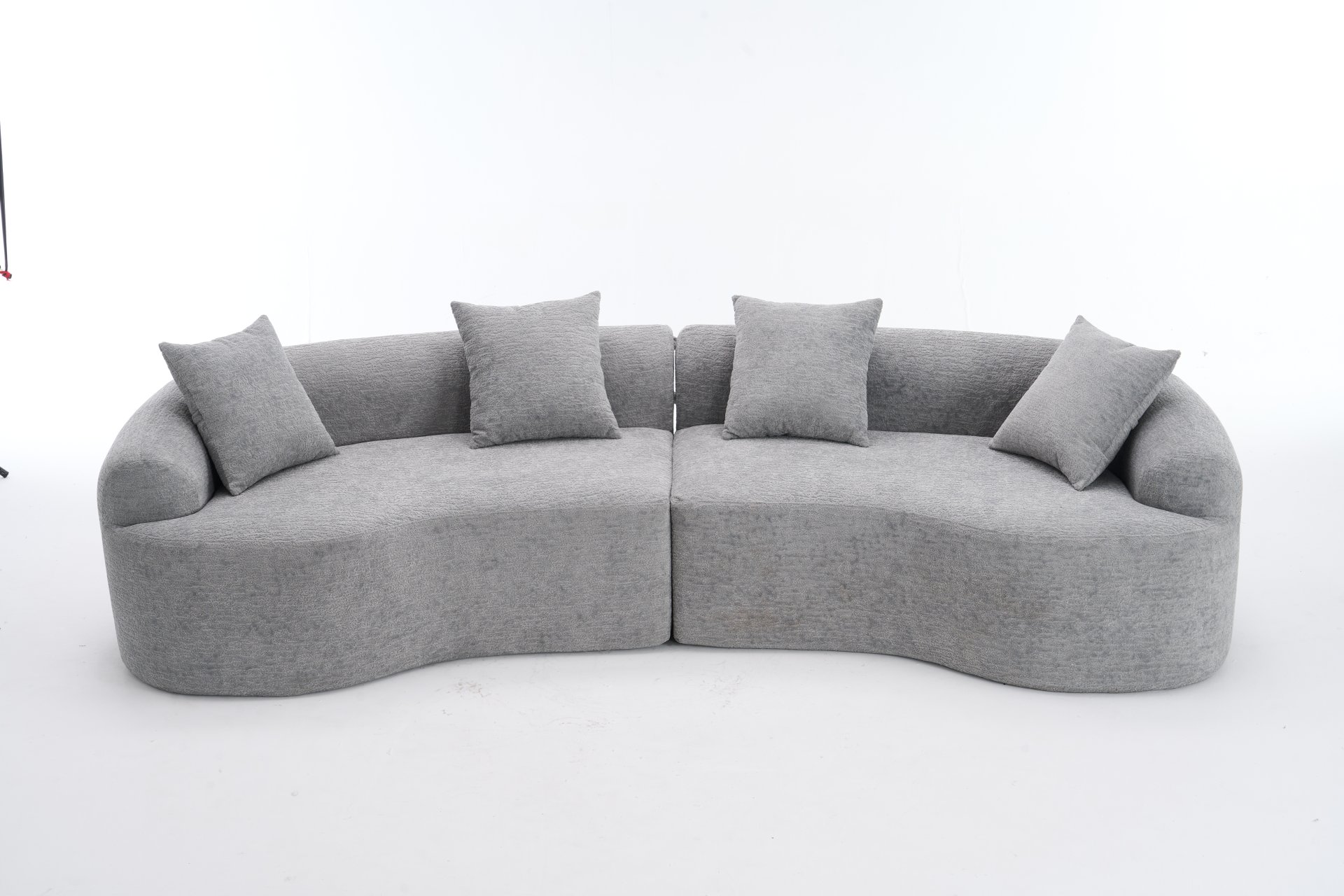 4 Seater Sofa With Chenille Fabric, 30D, 60 Hardness Full Sponge, 4 Pillow For Living Room, Home Furniture Sleeper Sectional Sofa For Apartment - Gray - Image 34
