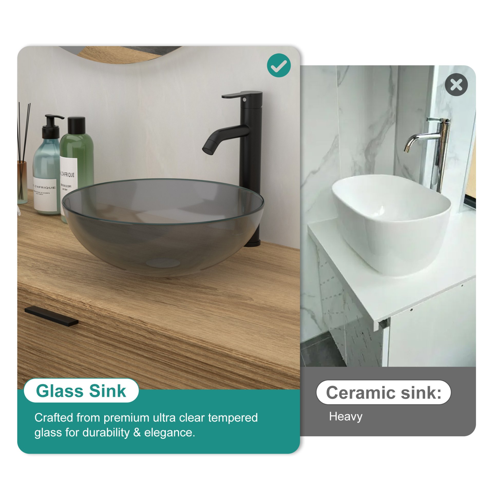 Artistic Vessel Sink With Pop Up Drain, Smooth Rounded Edges - Gray - Image 7