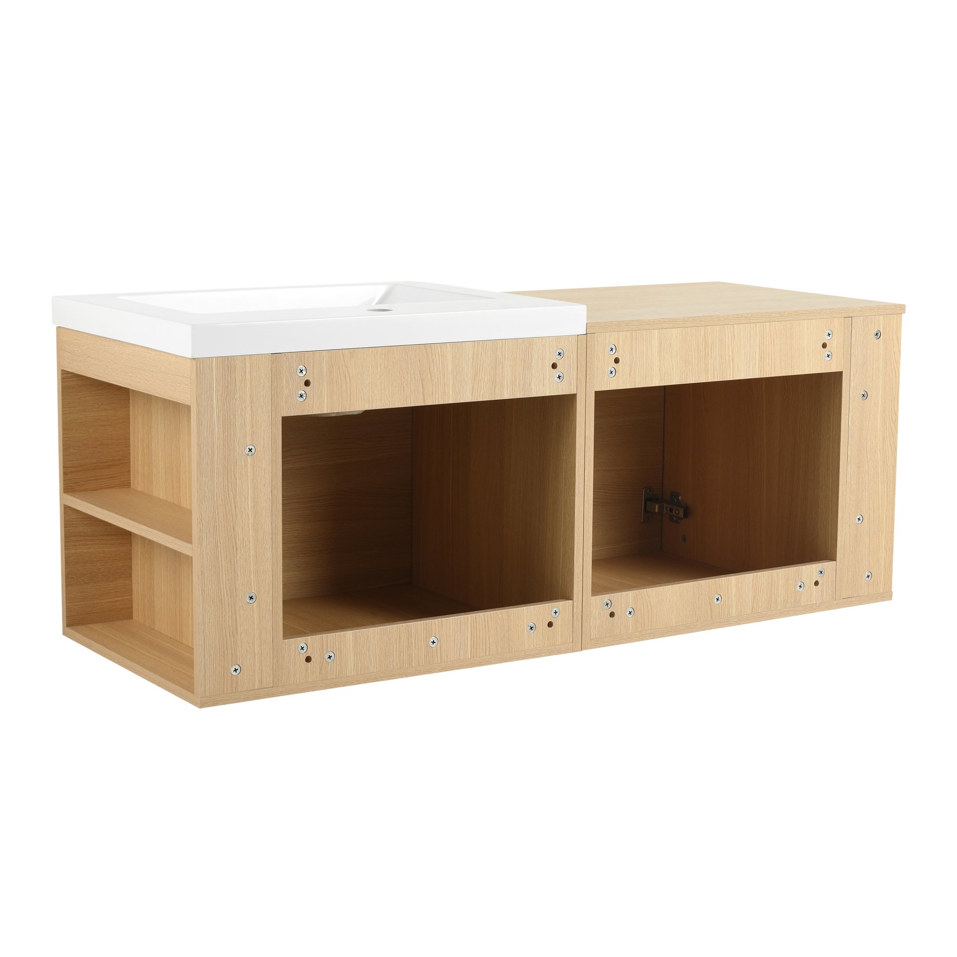 Modern Bathroom Vanity Sink Combo With Ample Storage - Oak - Image 12