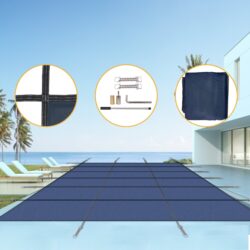 Inground Pool Safety Cover 16 X 32Ft Rectangle Winter Cover With Triple Stitched And Hardware Included - Blue