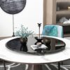 36" Round Tempered Glass Table Top Black Glass 1 / 2" Thick Beveled Polished Edge - Black - Image 2
