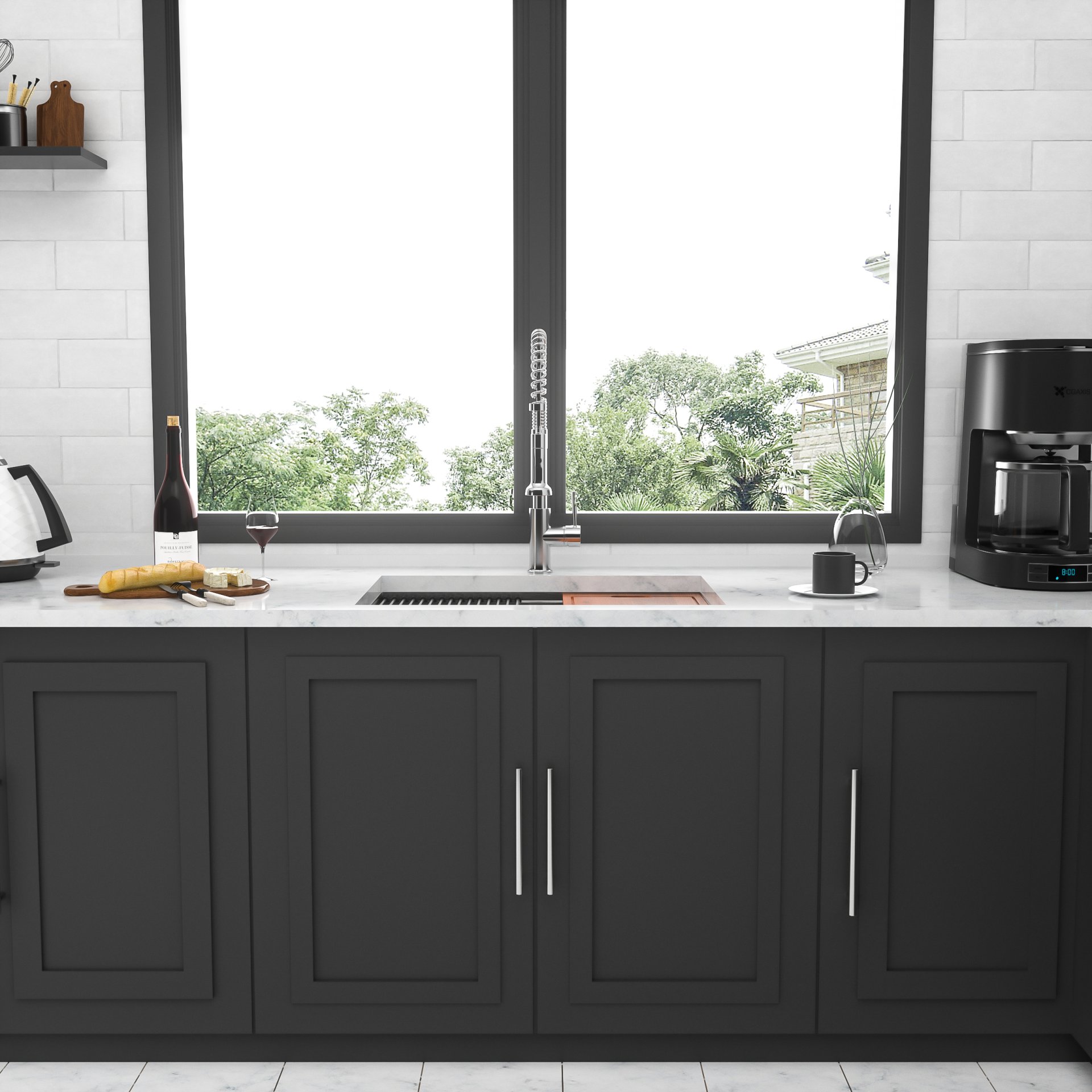 27" X 19" X 10" Undermount Workstation Kitchen Sink With Single Bowl And Accessories, - Brushed Nickel - Image 5