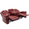 3 Pieces Recliner Sofa Sets Home Theater Seating Manual Recliner Chair With Center Console And Led Light Strip For Living Room - Wind Red - Image 15