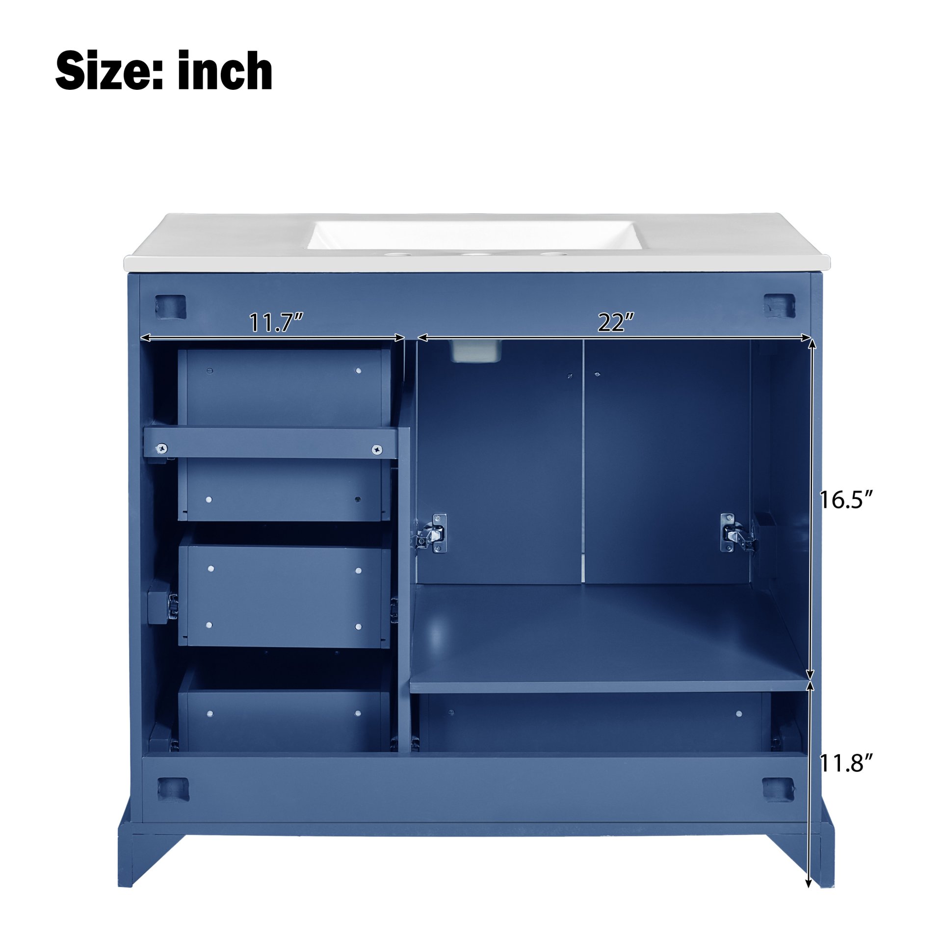 Traditional 36" Bathroom Vanity With Sink, Cabinet With Soft Close Doors And Drawers - Blue - Image 11