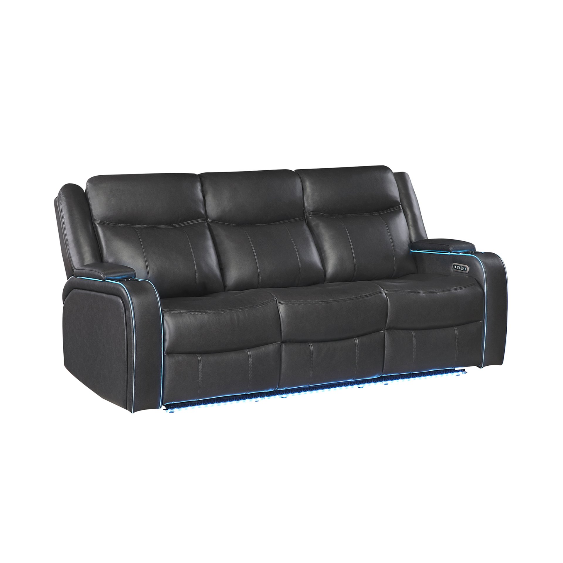 Blanca - Power Reclining Sofa With LED Lights And Power Headrest Frame - Charcoal - Image 4