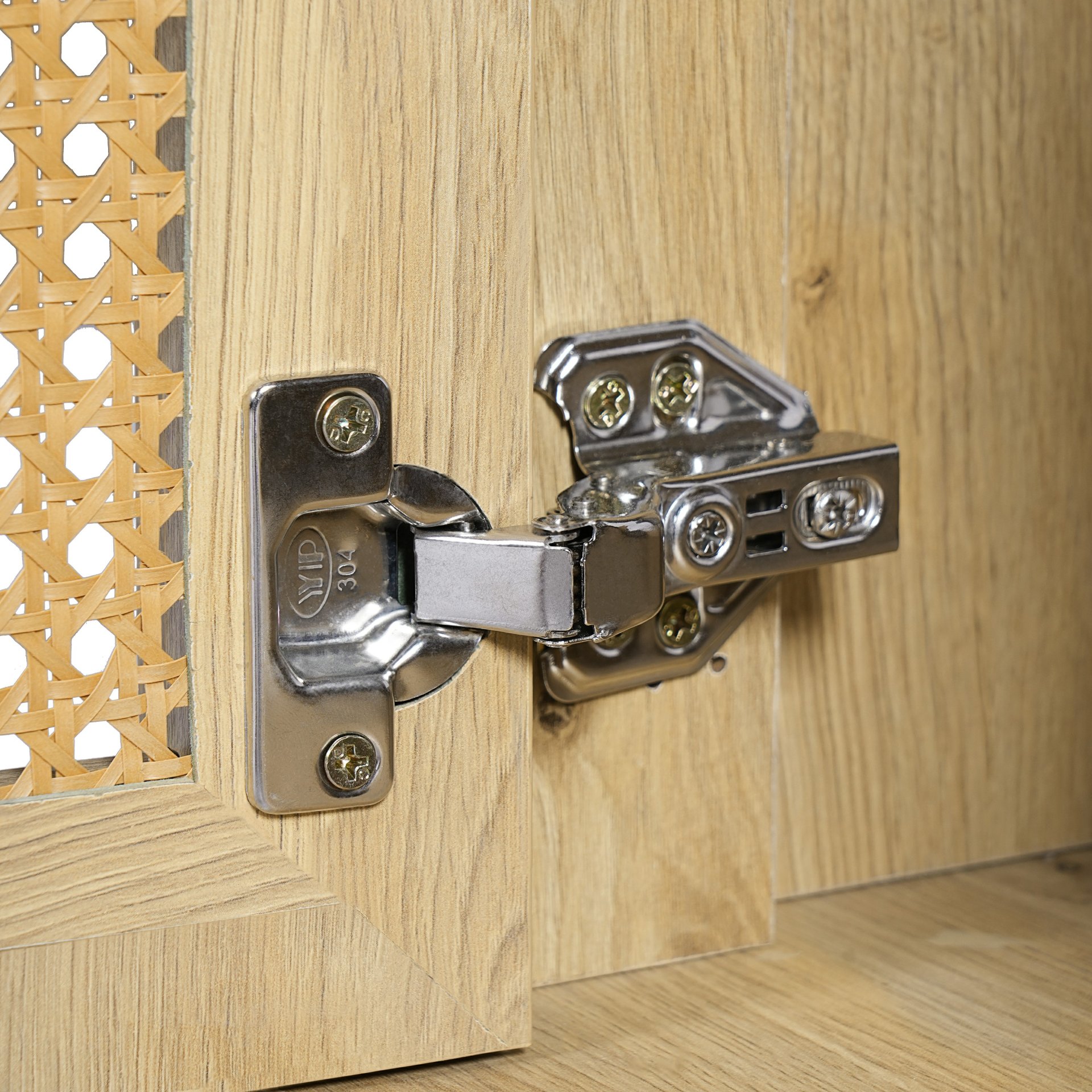 Bathroom Vanity With Handwoven Rattan Doors, Resin Basin - Natural Wood - Image 13