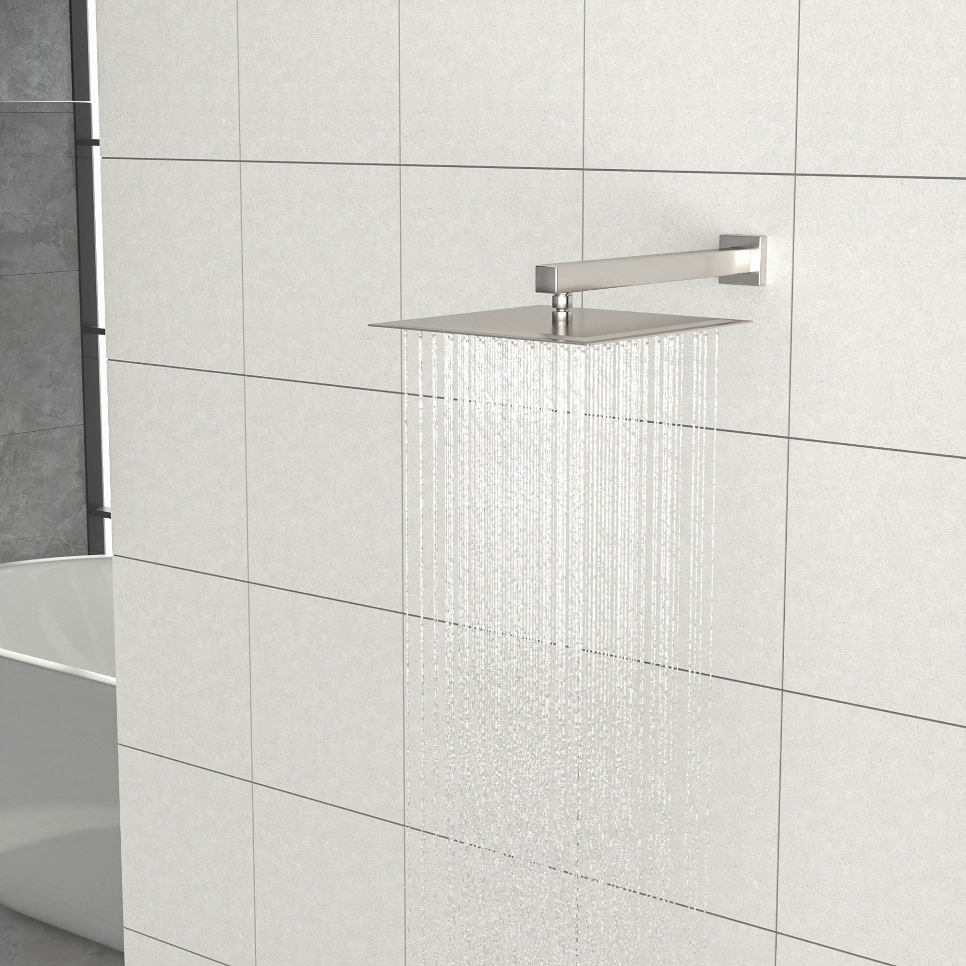 Wall Mounted Shower Arm With Flange, For Rain Shower Heads - Brushed Nickel - Image 4