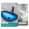 Vessel Sink With Pop Up Drain, Boat Shape Above Counter Bathroom Sink - Blue - Image 2