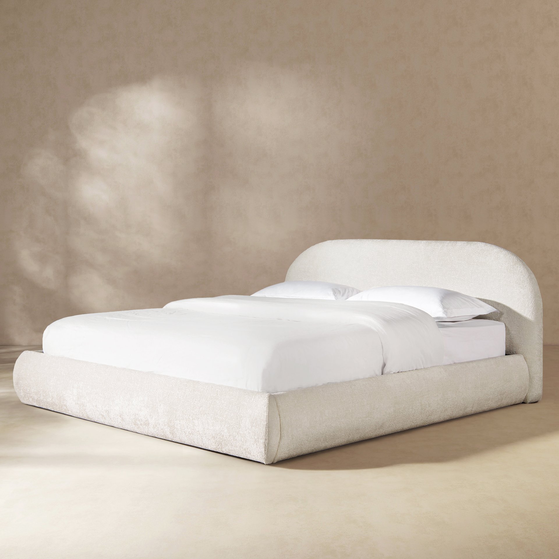 Archie Puffy Grounded - King Upholstered Platform Bed - Almond White - Image 15