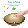 Textured Vessel Sink With Faucet And Pop Up Drain, Round Bowl For Bathroom Vanity - Gold - Image 4