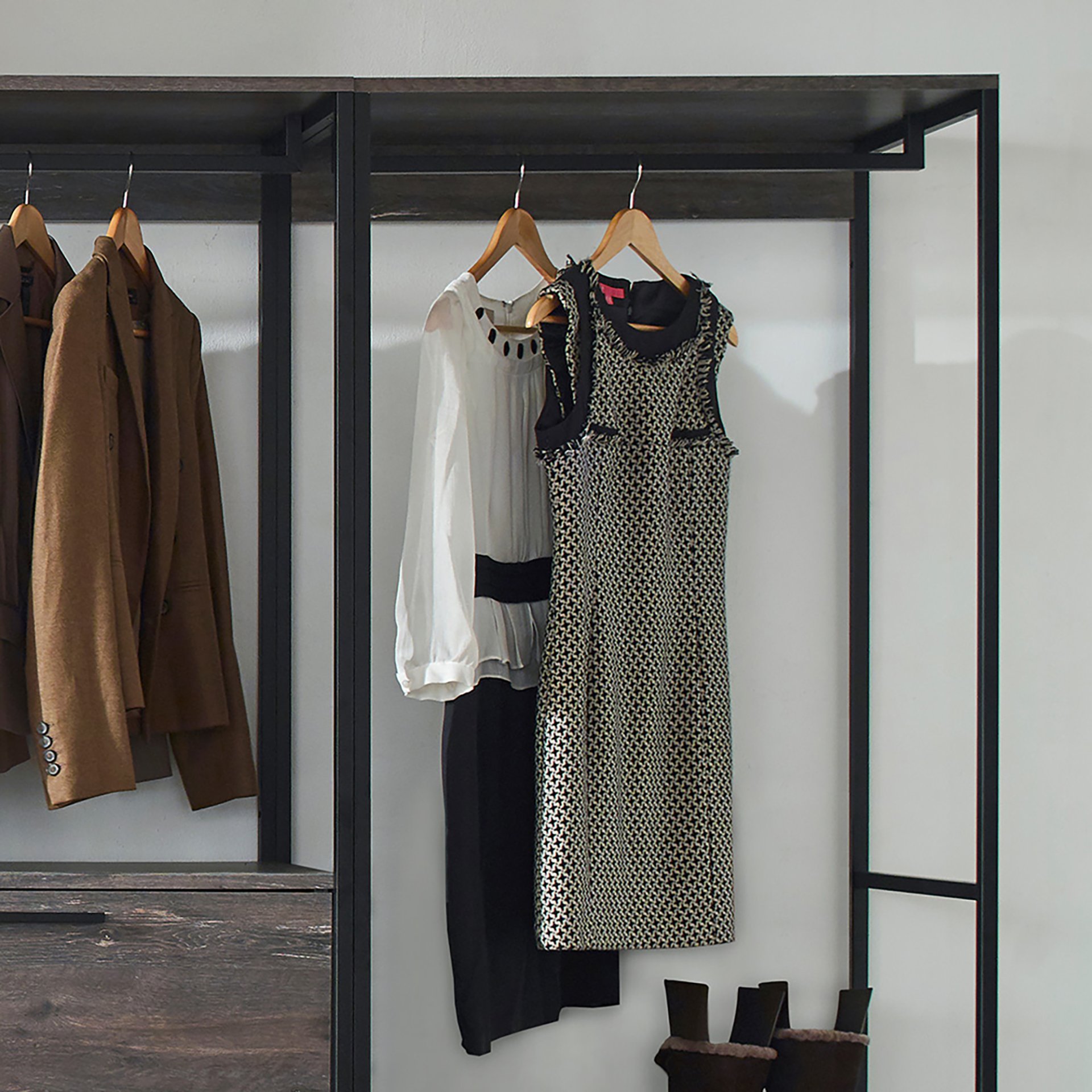 Monica - Wood Walk In Closet System With Modular Design Melamine - Rustic - Image 4