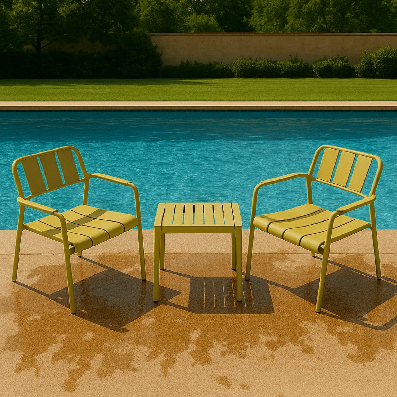 3 Piece Indoor / Outdoor Leisure Table And Chair Set (2 Chairs And 1 Coffee Table), UV Resistant, Waterproof And Durable - Brick Yellow - Image 8