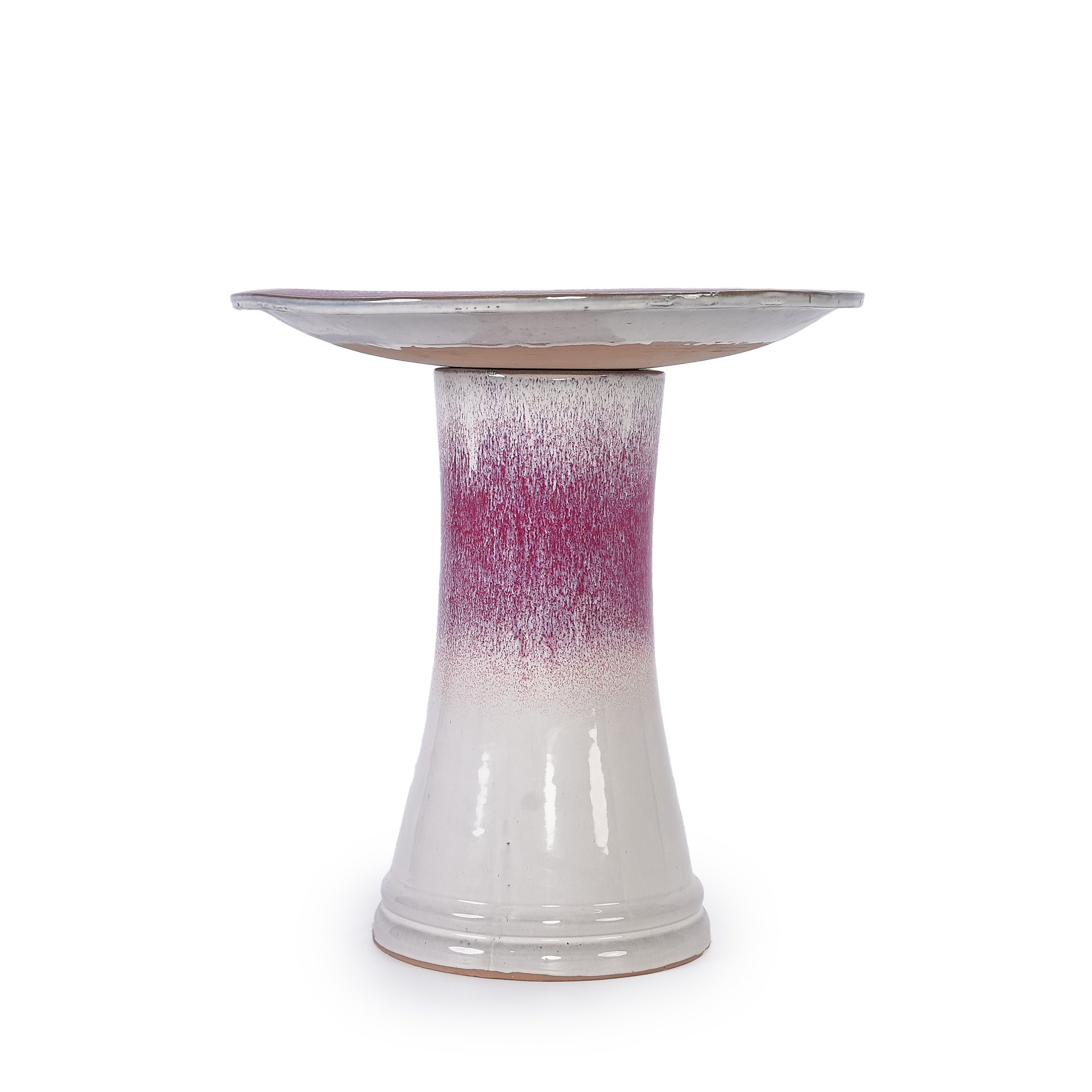 Birdbath For Patio, Garden - White / Pink - Image 8