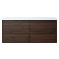 Modern Bathroom Vanity With Dual Resin Sink, Soft Close Drawers - California Walnut