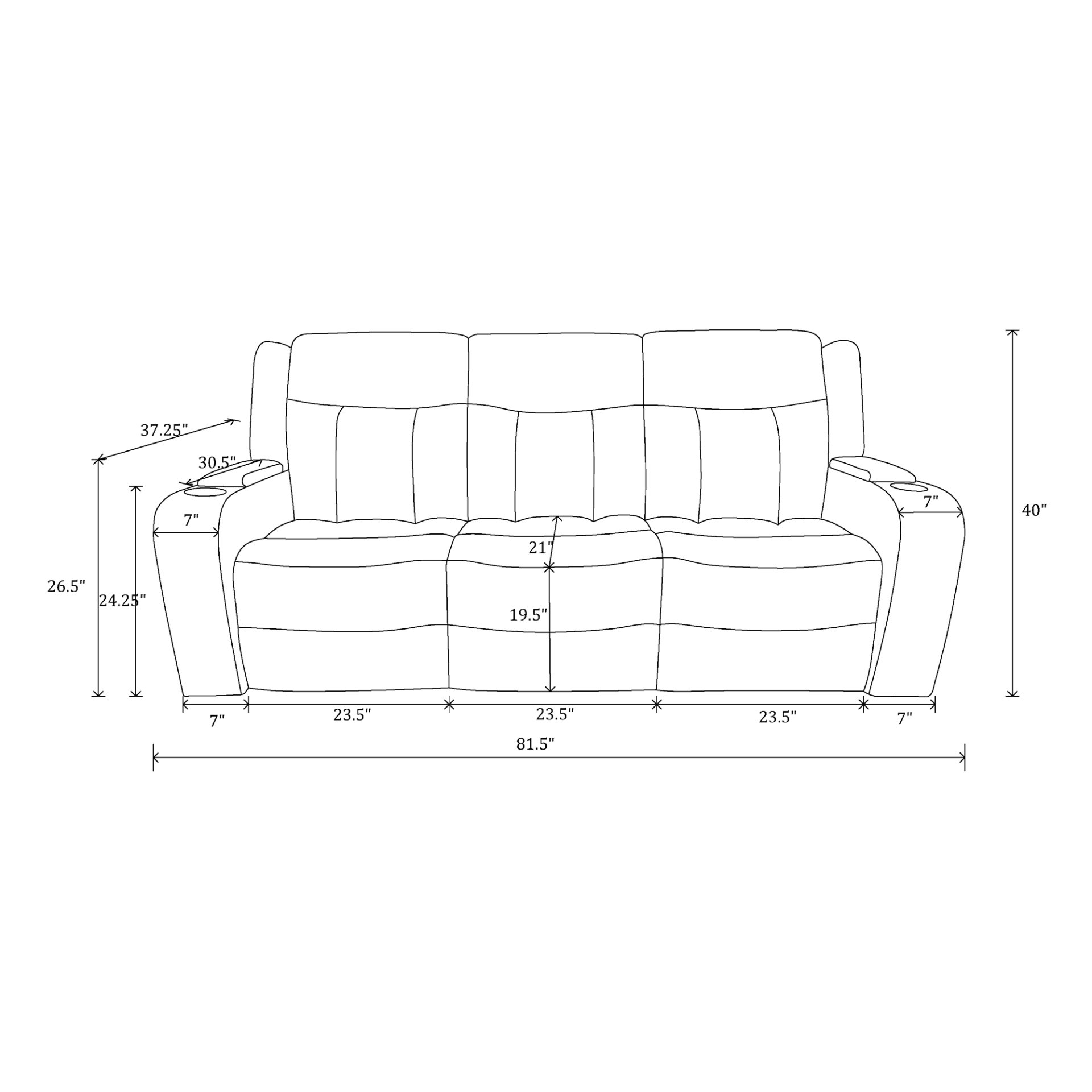 Blanca - Power Reclining 3 Piece Set With LED Lights, USB Connectivity, And Built In Speakers - Charcoal - Image 2