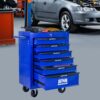 Rolling Metal Tool Chest With 6 Drawers, 20" Steel Storage Cabinet With Ball Bearing Slides - Black / Blue - Image 13