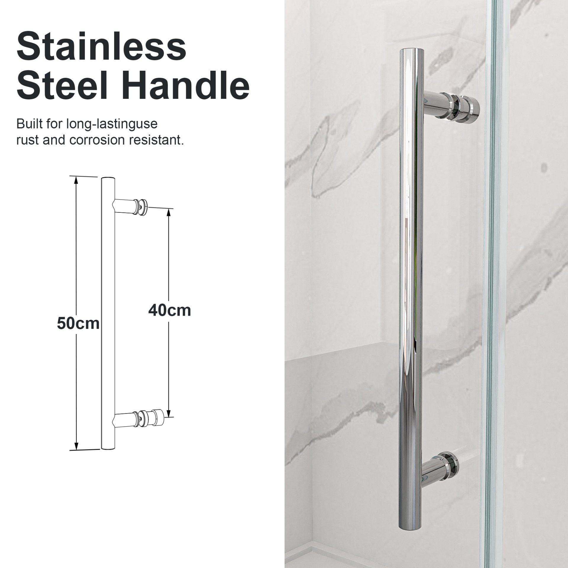 Frameless Single Sliding Shower Door With 8Mm Clear Tempered Glass - Chrome - Image 9