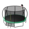 12Ft Recreational Kids Trampoline With Safety Enclosure Net & Ladder, Outdoor Recreational Trampolines - Green - Image 4