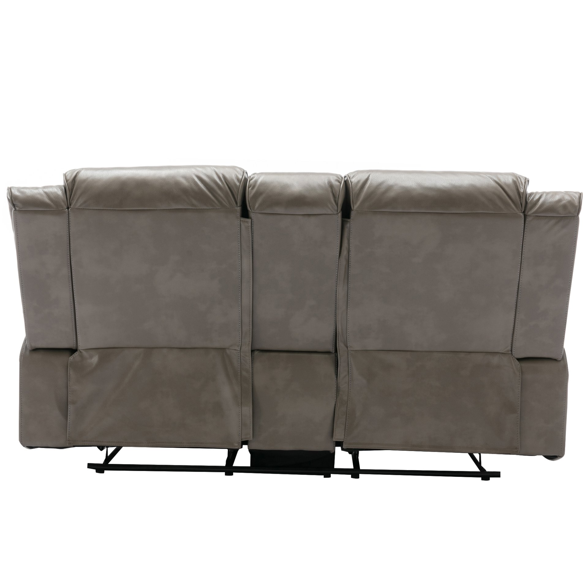 2 Seater Home Theater Recliner Manual Recliner Chair With A Led Light Strip Two Cup Holders And A Storage Box For Living Room - Gray - Image 13