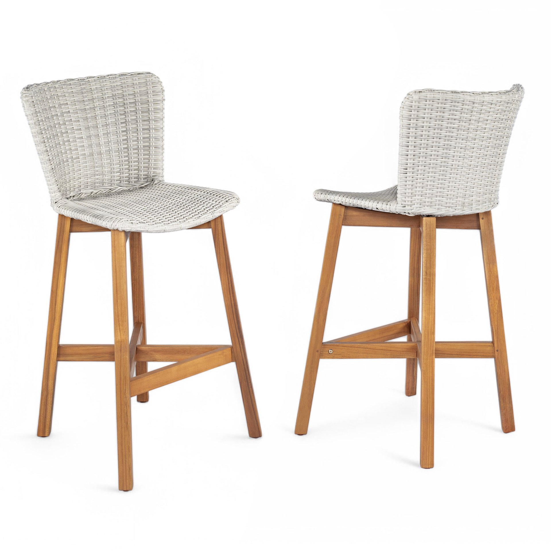 Lymington - Outdoor Bar Stool (Set of 2) - Light Gray / Teak - Image 5
