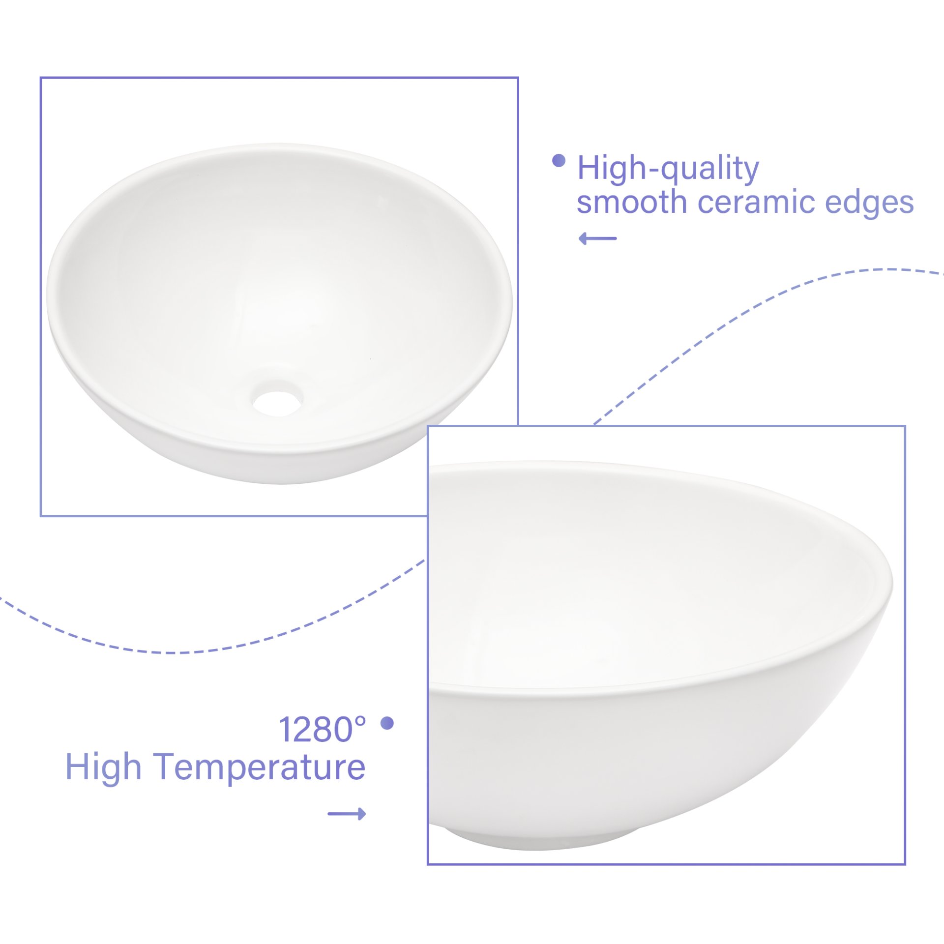 16" X 16" Vessel Bathroom Sink With Easy Installation - White - Image 7