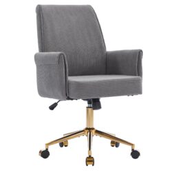 Ergonomic Mid Back Office Chair With Striped Fabric - Gray