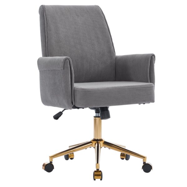 Ergonomic Mid Back Office Chair With Striped Fabric - Gray