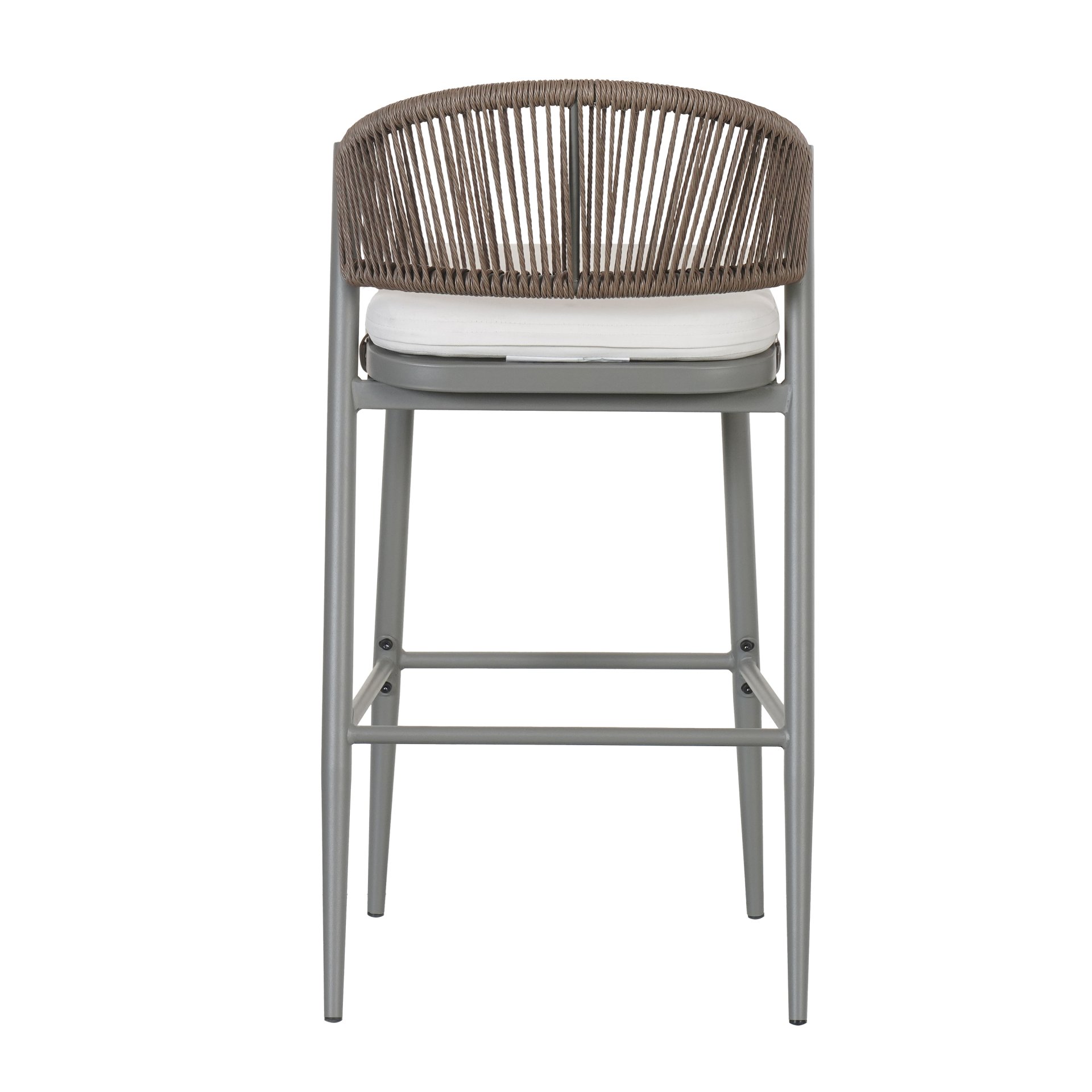 Outdoor Bar Height Metal Frame Counter Stools With Scallop Shaped Backrest & Water Resistant Cushions (Set of 2) - Matte Gray - Image 19