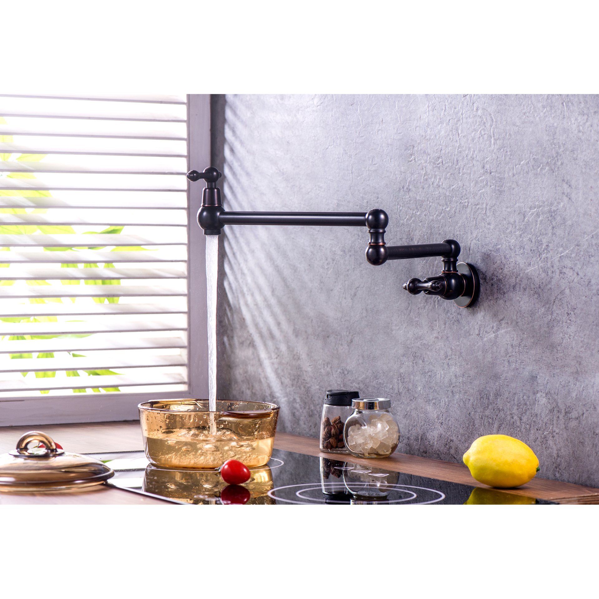 Design Pot Filler Faucet Wall Mount Kitchen Sink Faucet Folding Stretchable - Oil-Rubbed Bronze - Image 4