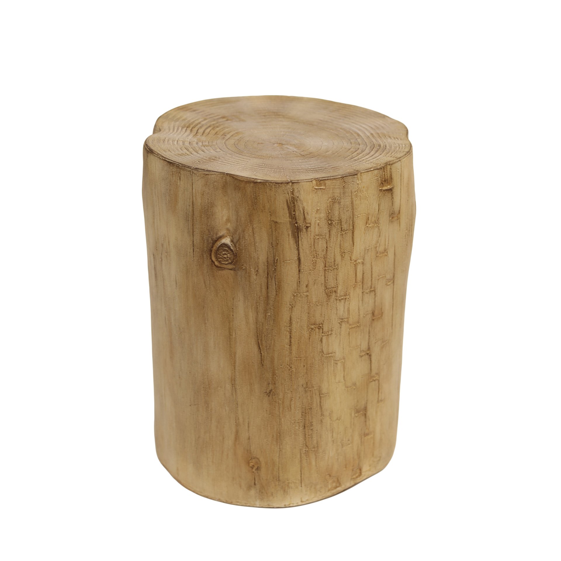 Hand Painted Wood Stump Style Outdoor Side Table - Light Brown - Image 5