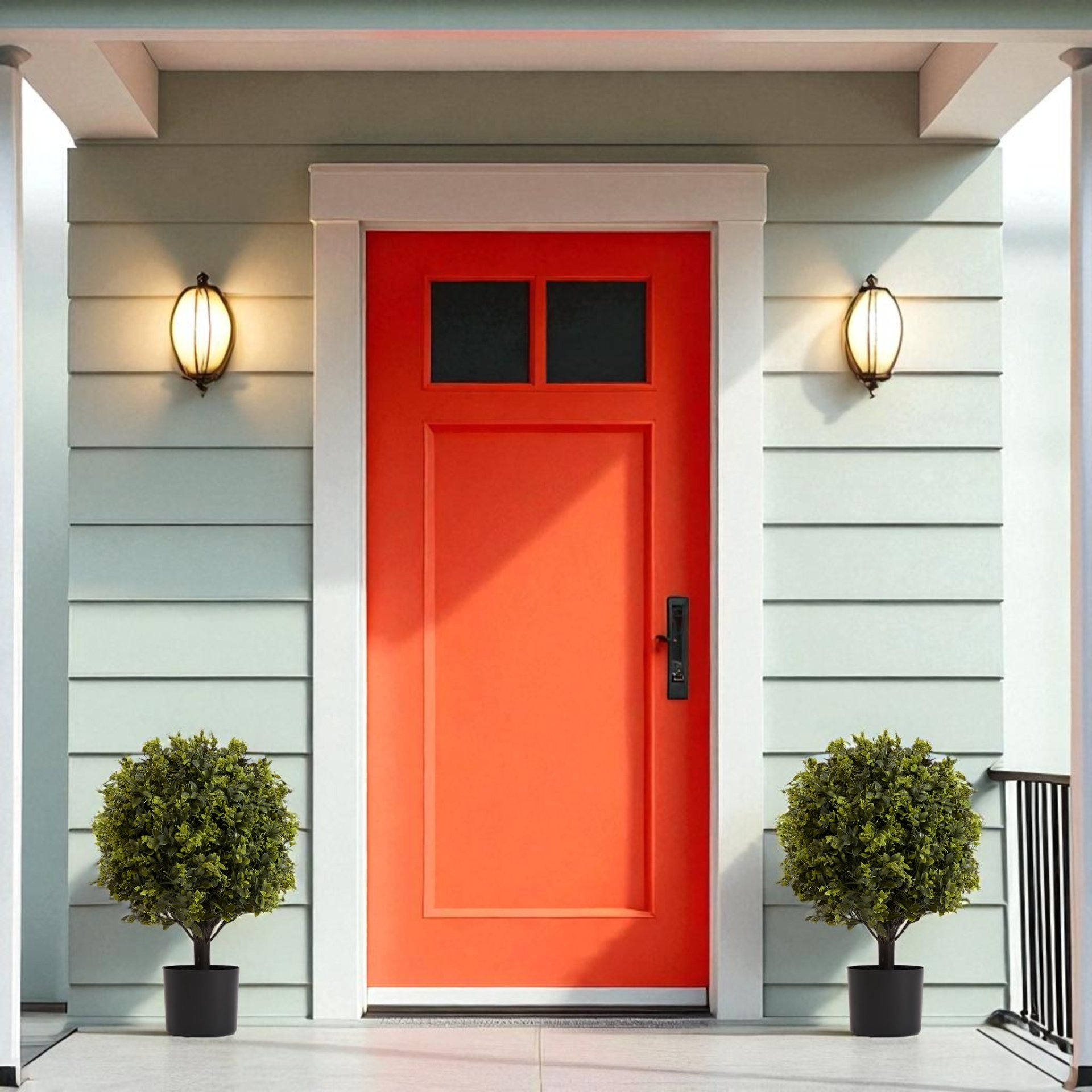 Artificial Ball Topiary Tree Decoration In Pot (Set of 2) - Green - Image 2