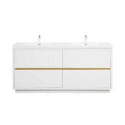 Freestanding Bathroom Vanity With Sink, Bathroom Storage Vanity Cabinet With Stone Resin Countertop And Soft Close Drawers - Glossy White