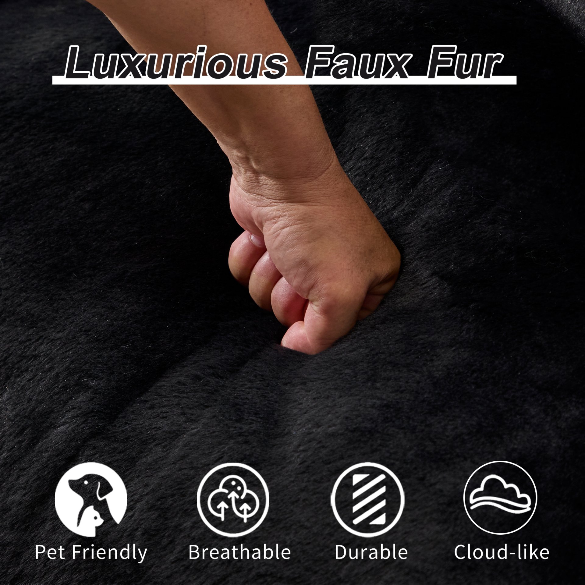 Giant Bean Bag Couch, Ultra Soft Fluffy Loveseat For Living Room Reading Chair With Pillows - Black - Image 5