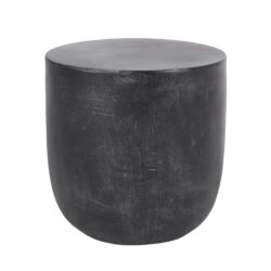 Outdoor Lightweight Concrete End Table With Natural Texture - Matte Black