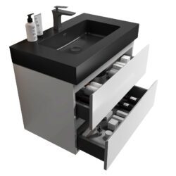 Alice - 30" Bathroom Vanity With Sink, Large Storage Wall Mounted Floating Bathroom Vanity For Modern Bathroom, One-Piece Black Sink Basin Without Drain And Faucet - White / Black