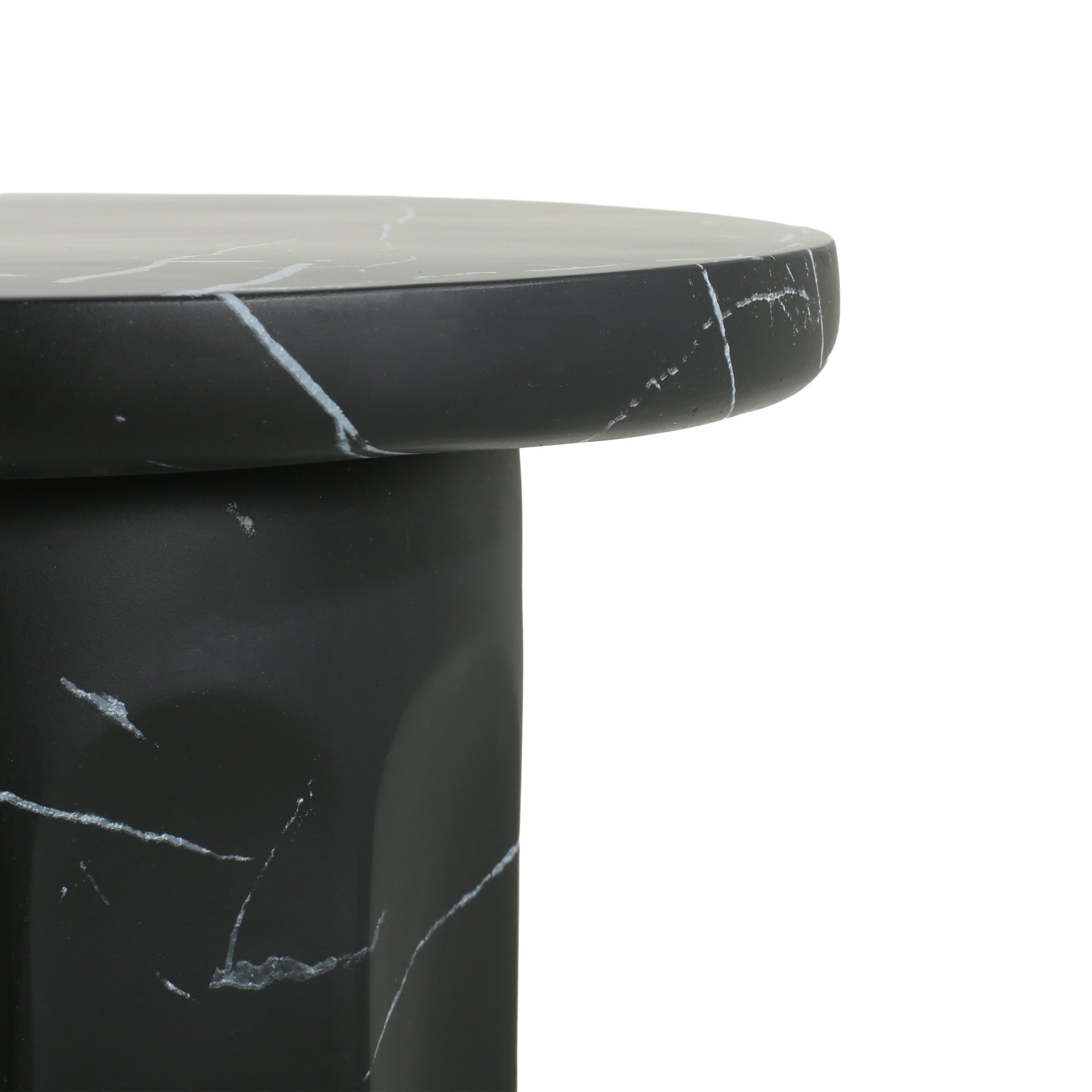 Outdoor Lightweight Concrete BMarble Effect Side Table, Living Room End Table - Black / Marble - Image 9
