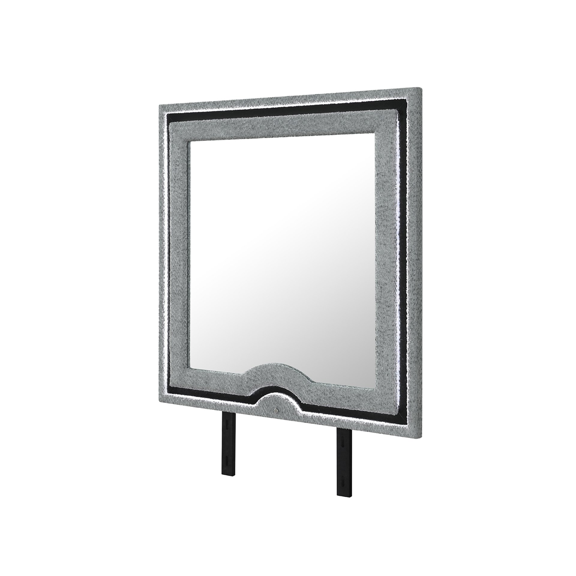 Isaiah - Mirror With Upholstered Frame And LED Lighting - Gray - Image 5