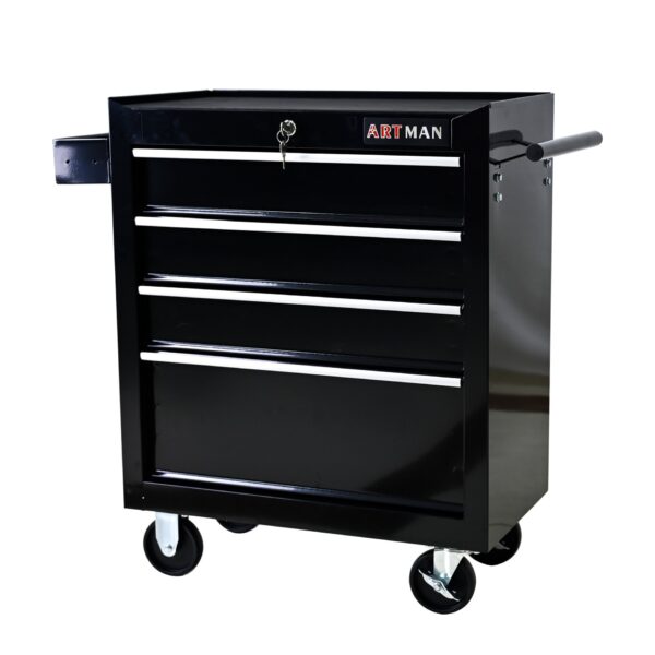 Rolling Tool Chest, 4 Drawer Tool Box With Wheels, Heavy Duty Industrial Service Cart Storage Organizer With Locking System, Rolling Tool Box Organizer Tool Case For Garage, Repair Shop - Black