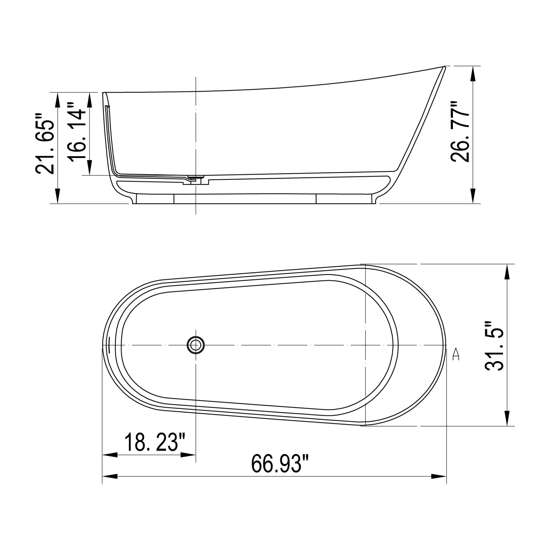 Solid Surface Stone Resin Oval Shape Soaking Bathtub With Overflow For The Bathroom - Matte White - Image 3