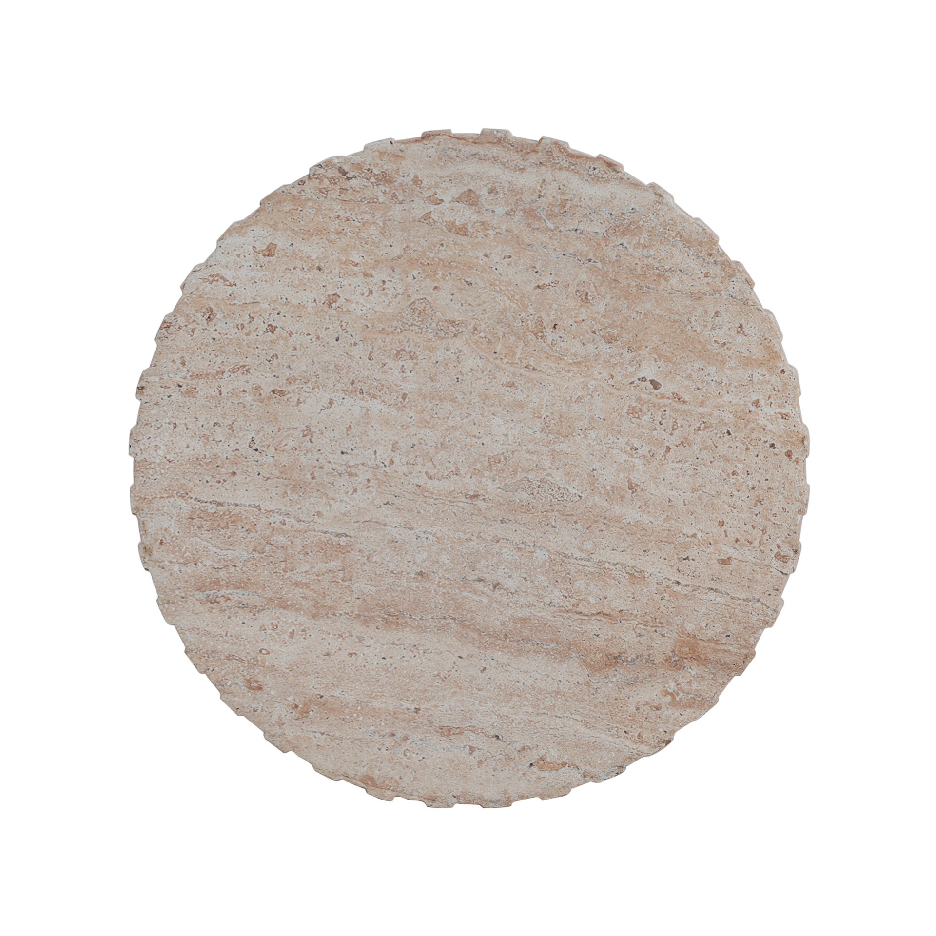 Elegant Outdoor / Indoor Lightweight Concrete Side Table With Travertine - Beige - Image 4