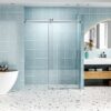 Frameless Soft Closing Shower Door, 1 / 4" (6Mm) Tempered Glass Single Sliding With Explosion Proof Coating - Brushed Nickel - Image 3