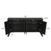 Refined 4 Door Credenza With Arc Legs & Bronze Clasps, Advanced Storage Design - Black - Image 3