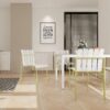 4 Piece Set Of Modern Color Block Designed Single Chairs, UV Resistant And Rust Proof - Grain Yellow / White - Image 11