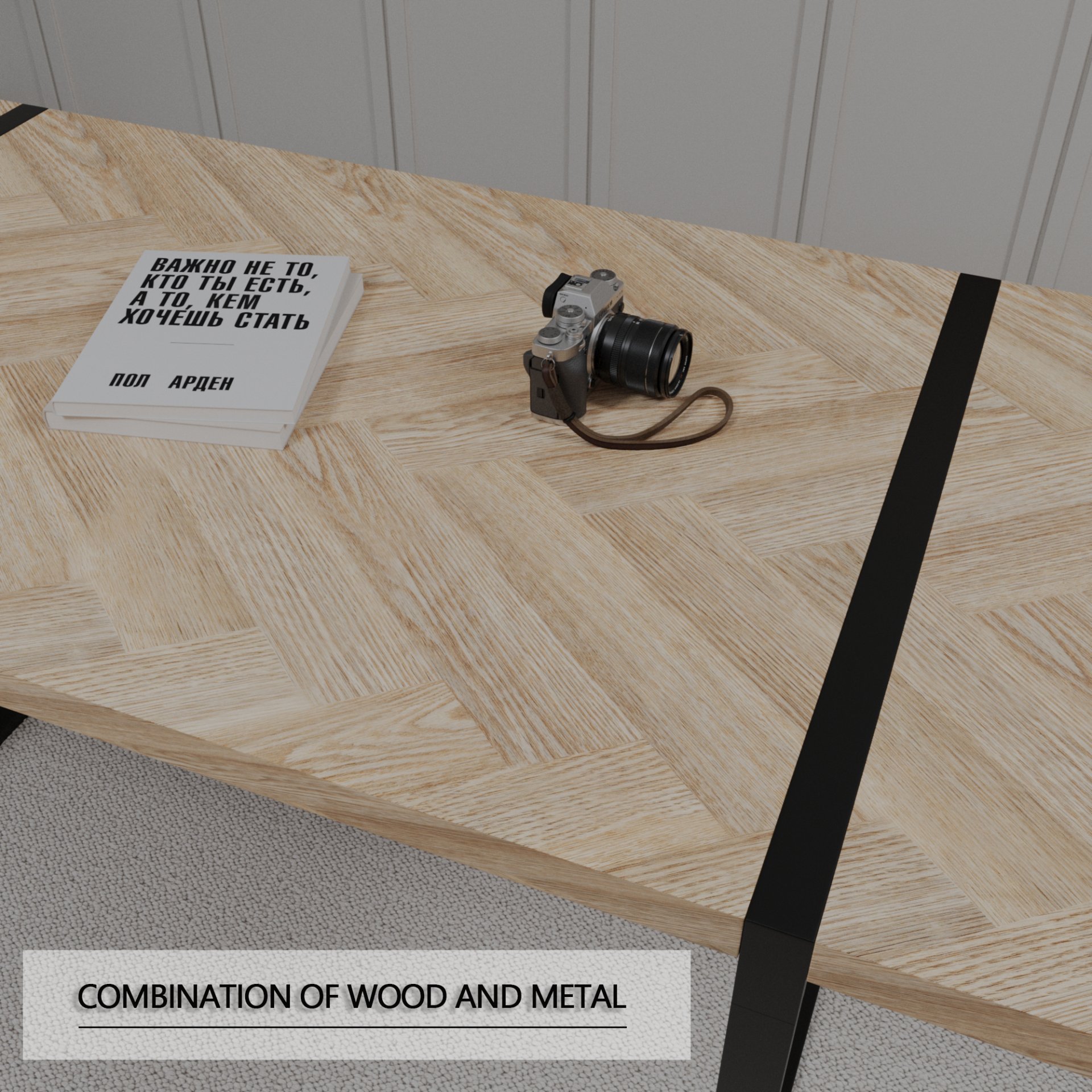 Modern Dining Table & Suede Chair Set With Rectangular Metal Base - Beige / Brown - Image 11