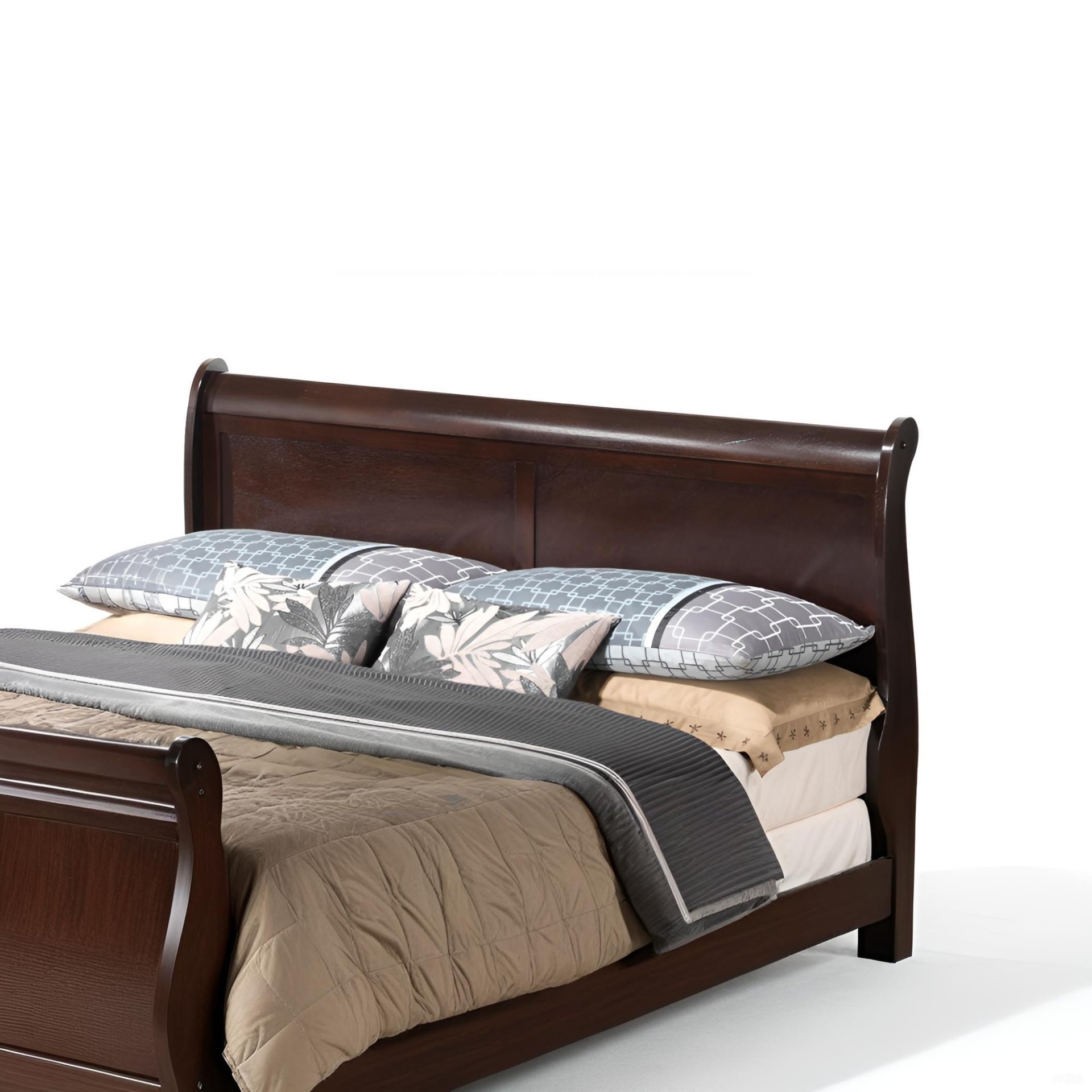 Queen Bed Panel Sleigh - Cappuccino - Image 4