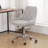 Modern Teddy Fleece Fabric Dining Chair With Chrome Legs, Soft And Comfortable - Gray - Image 2