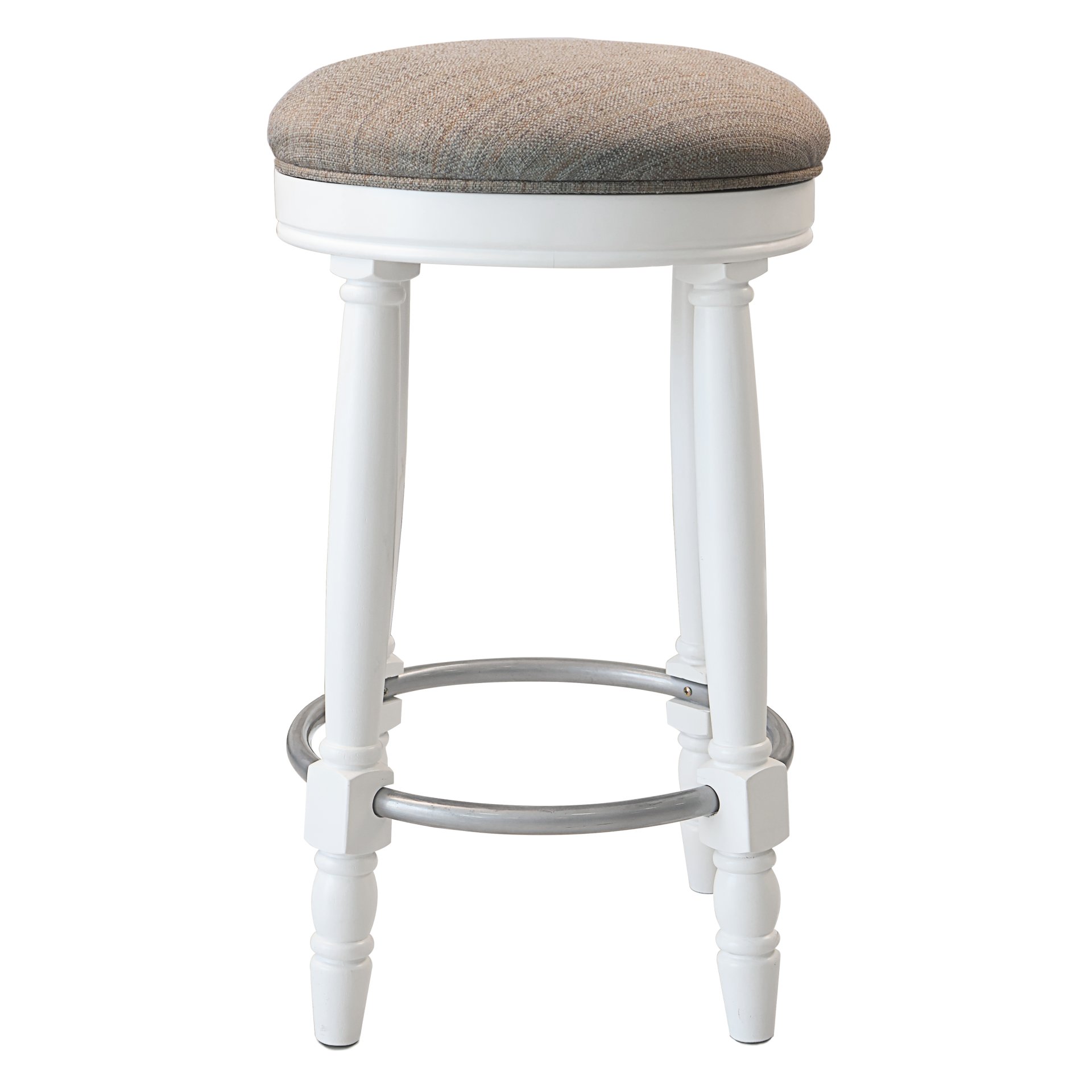 26" Counter Height Swivel Bar Stools (Set of 2) With Upholstered Seat - White - Image 7